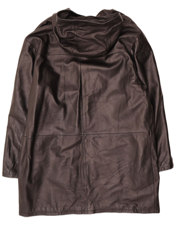 Montgomery da uomo vintage in pelle con cappuccio IT 54 2XL Pelle nera