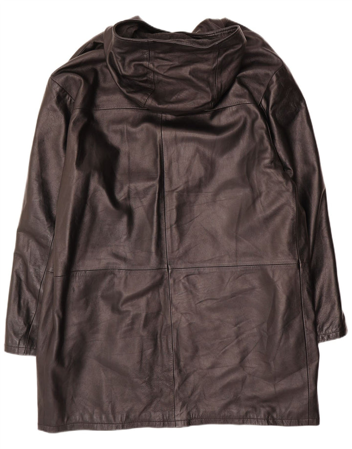 Montgomery da uomo vintage in pelle con cappuccio IT 54 2XL Pelle nera