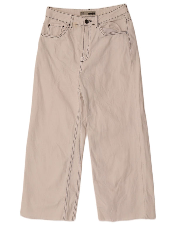 Jeans da donna a gamba larga a vita alta Topshop W28 L24 cotone bianco