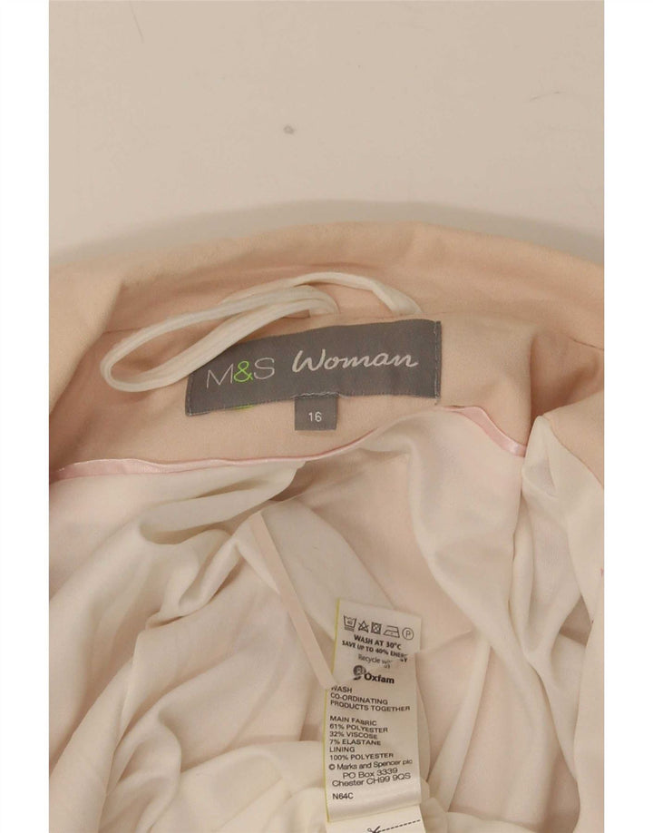 Giacca blazer da donna Marks & Spencer con maniche a 3/4 e 1 bottone UK 16 grande rosa