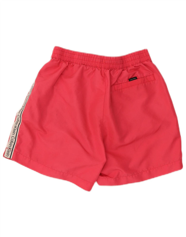 Pantaloncini da bagno grafici da uomo Calvin Klein piccoli in poliestere color block rosa