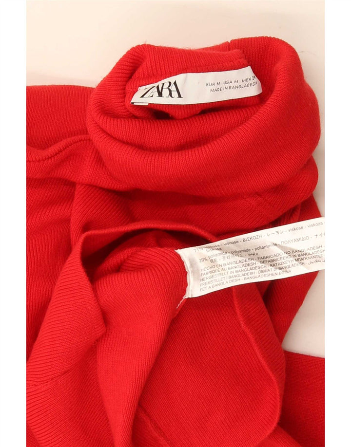 Maglione corto da donna Zara con collo alto, UK 12, viscosa rossa media