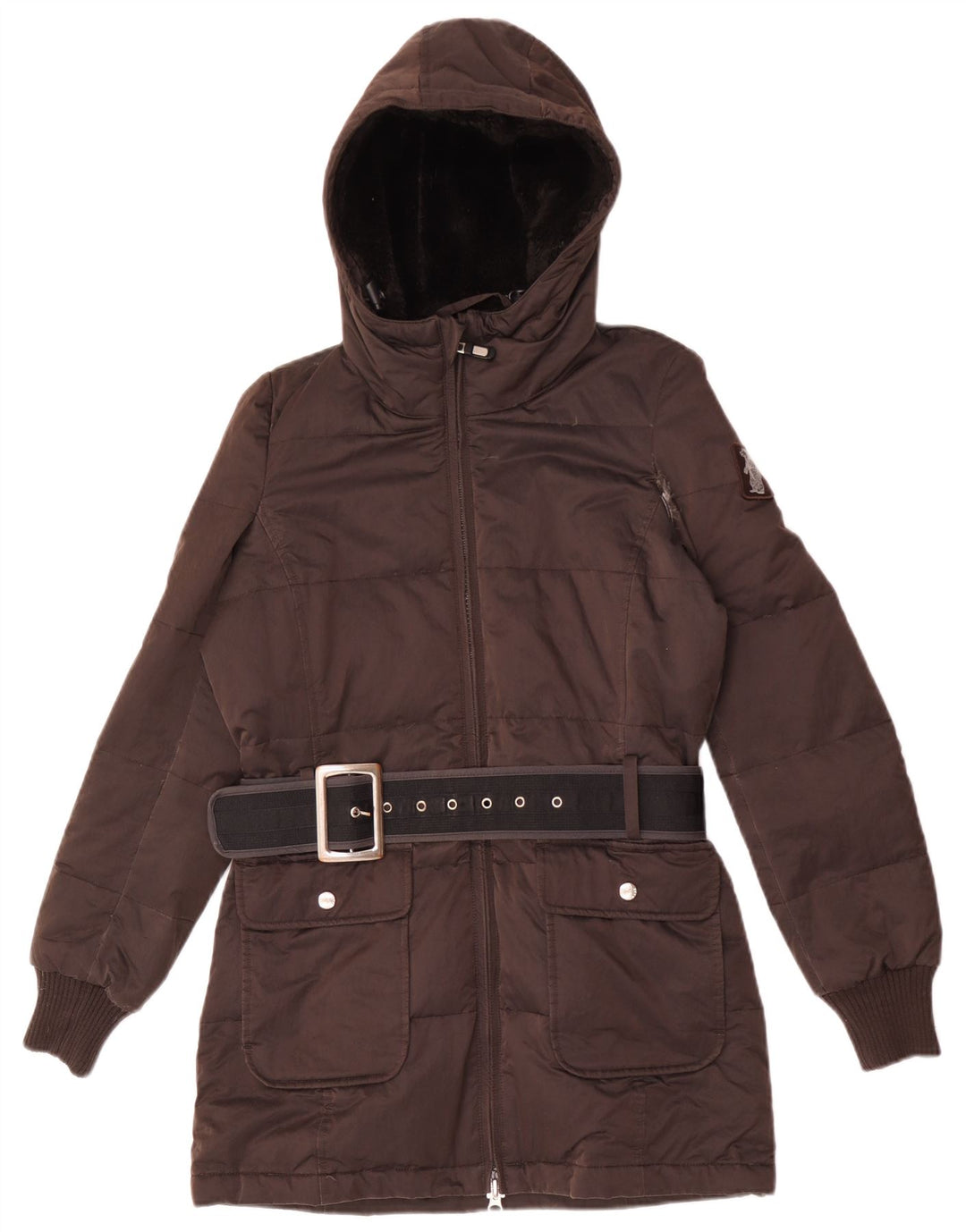 Giacca imbottita oversize con cappuccio da donna Refrigue UK 6 XS poliestere marrone