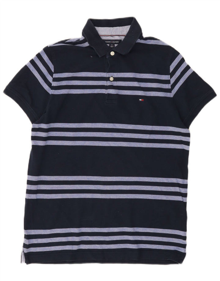 Polo da uomo Tommy Hilfiger media cotone a righe blu navy