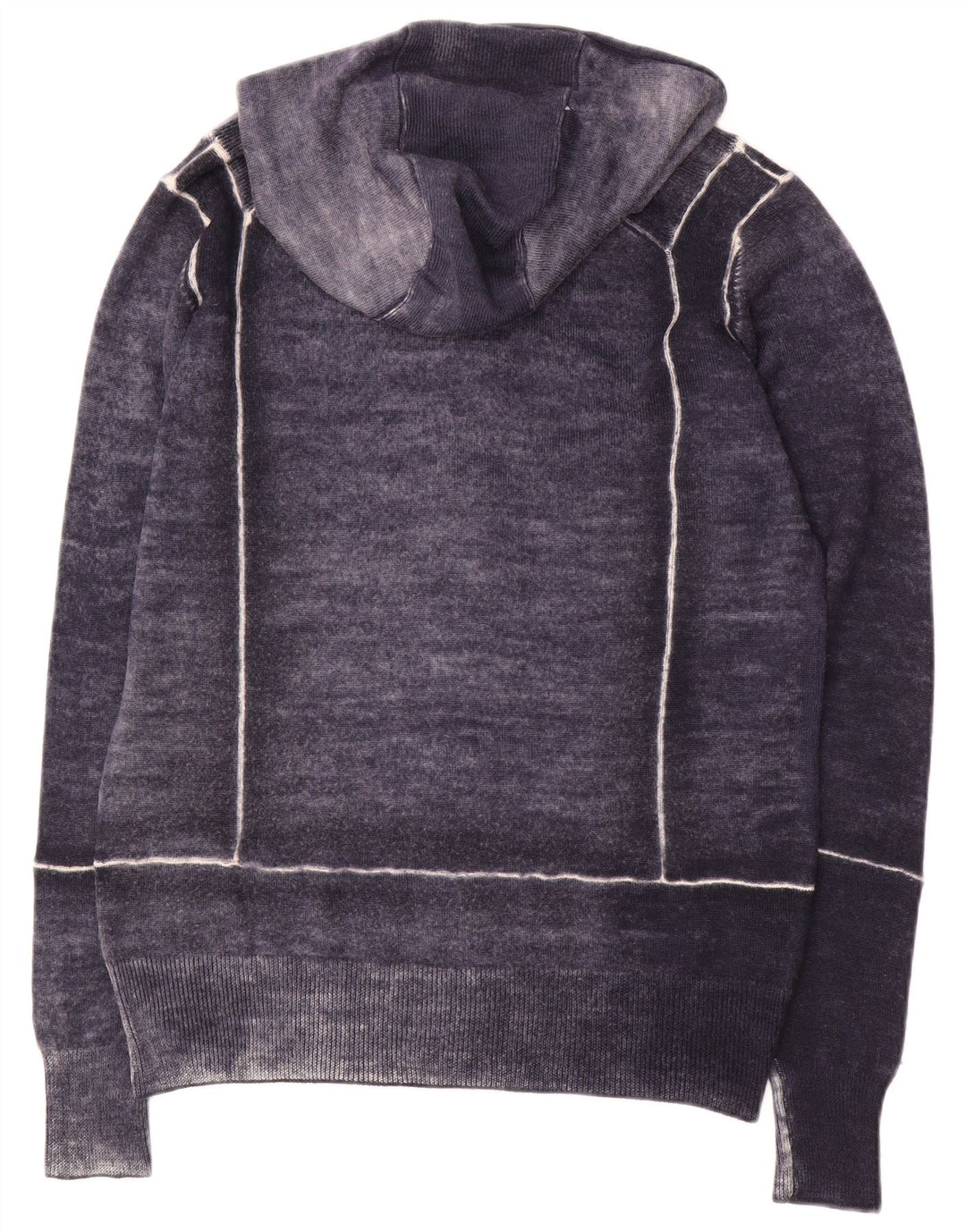 Maglione cardigan con cappuccio grafico da uomo Gas in lana screziata media blu navy