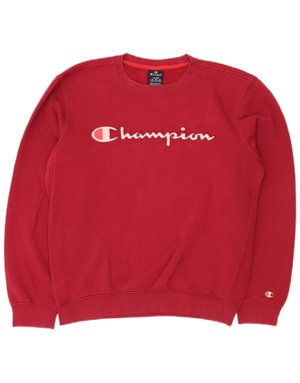 Champion Mens Graphic Sweatshirt Jumper Large Red Cotton