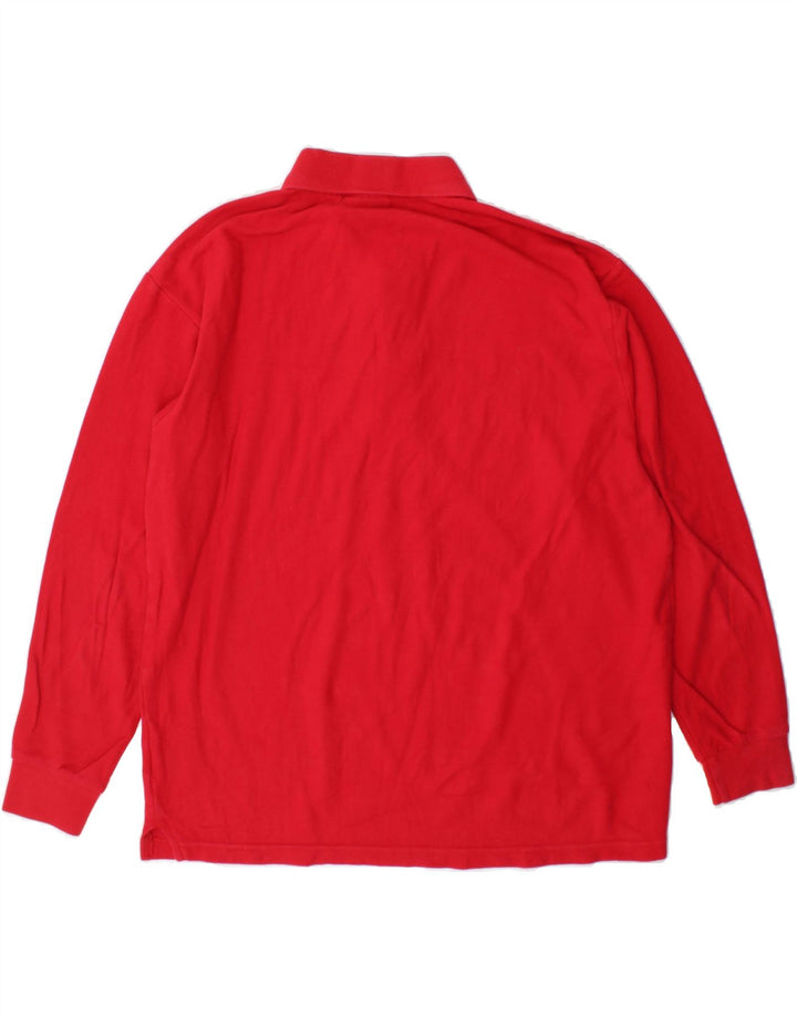 FILA Mens Long Sleeve Polo Shirt Medium Red Cotton Vintage Fila and Second-Hand Fila from Messina Hembry 