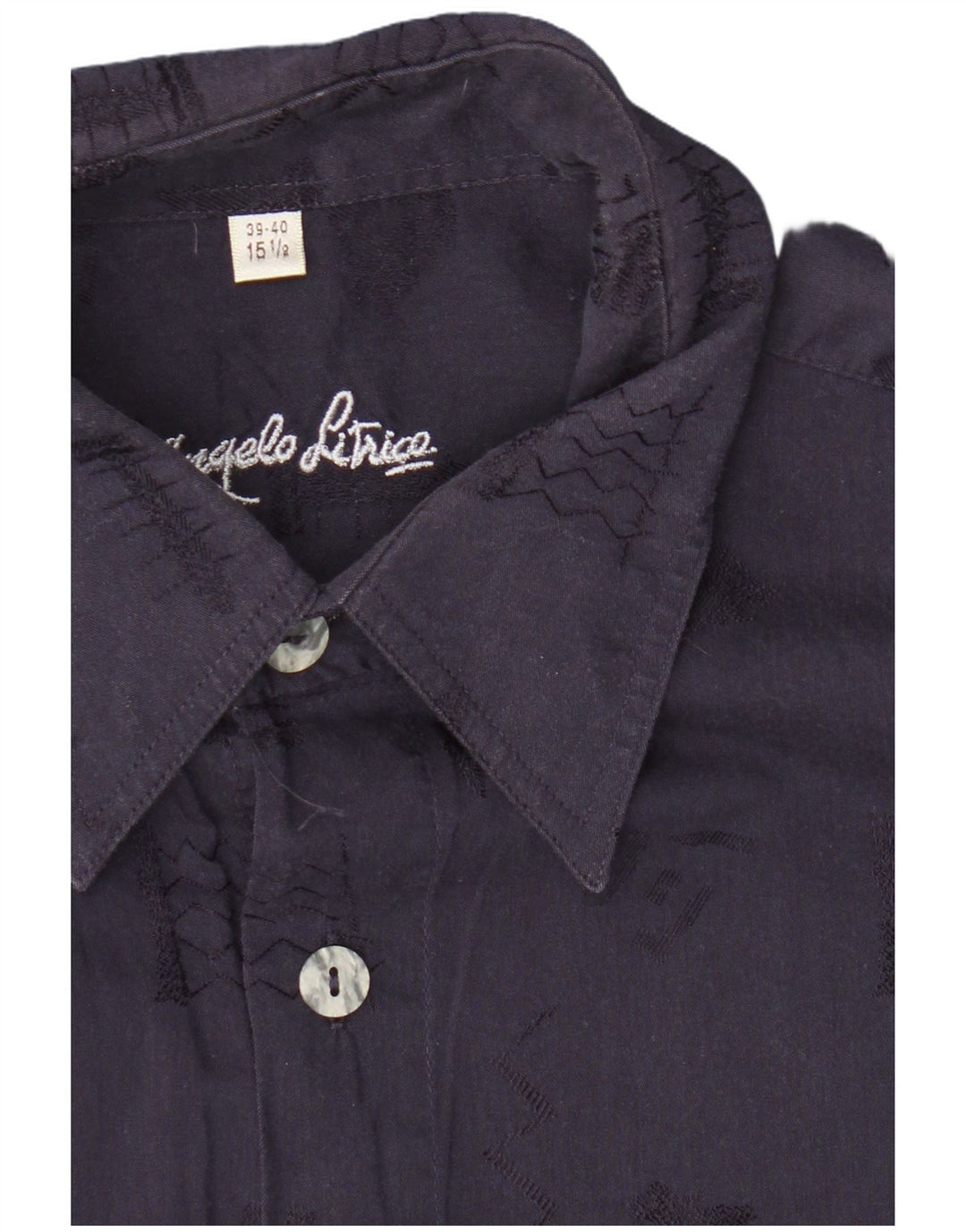 Camicia da uomo Angelo Litrico Taglia 39/40 15 1/2 Medio Blu navy geometrico