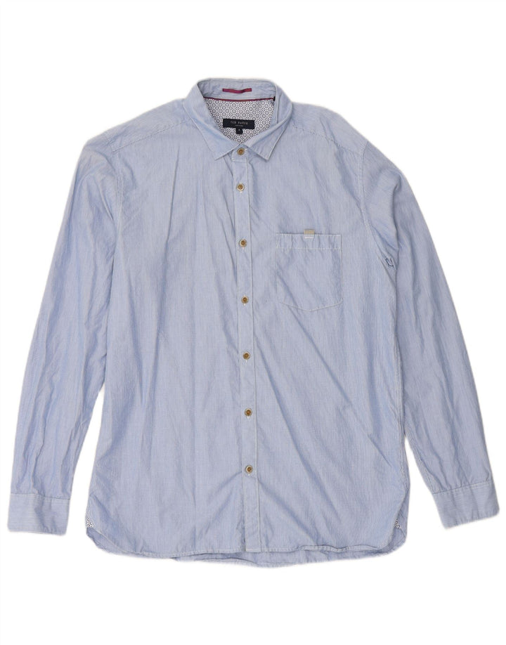 Camicia da uomo TED BAKER taglia 4 grande cotone gessato blu