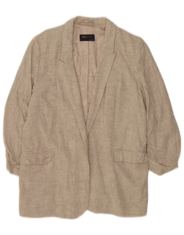 Giacca blazer aperta con maniche a 3/4 Marks & Spencer da donna UK 14 grande Beige