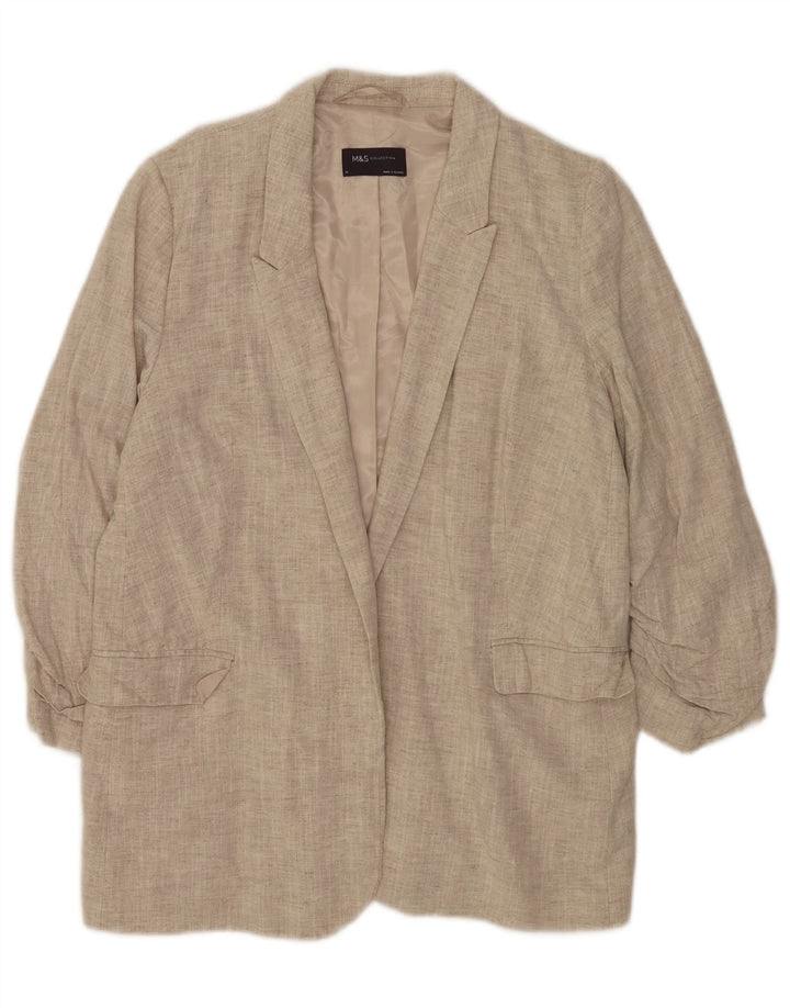 Giacca blazer aperta con maniche a 3/4 Marks & Spencer da donna UK 14 grande Beige