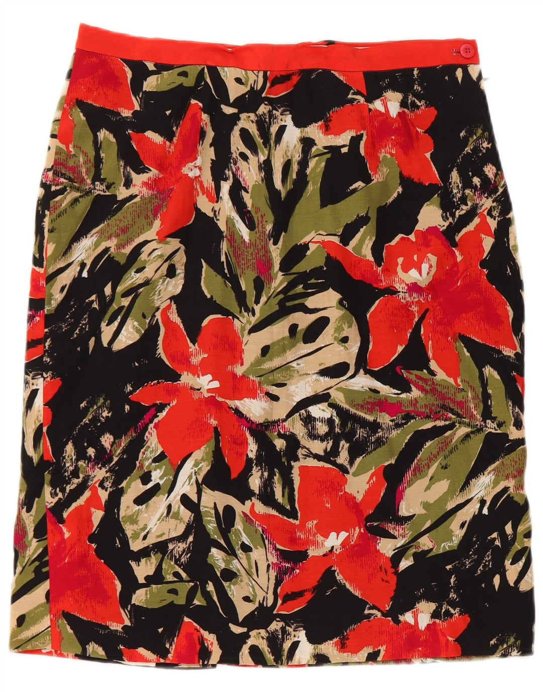 Gonna a tubino vintage da donna W28 media nera floreale