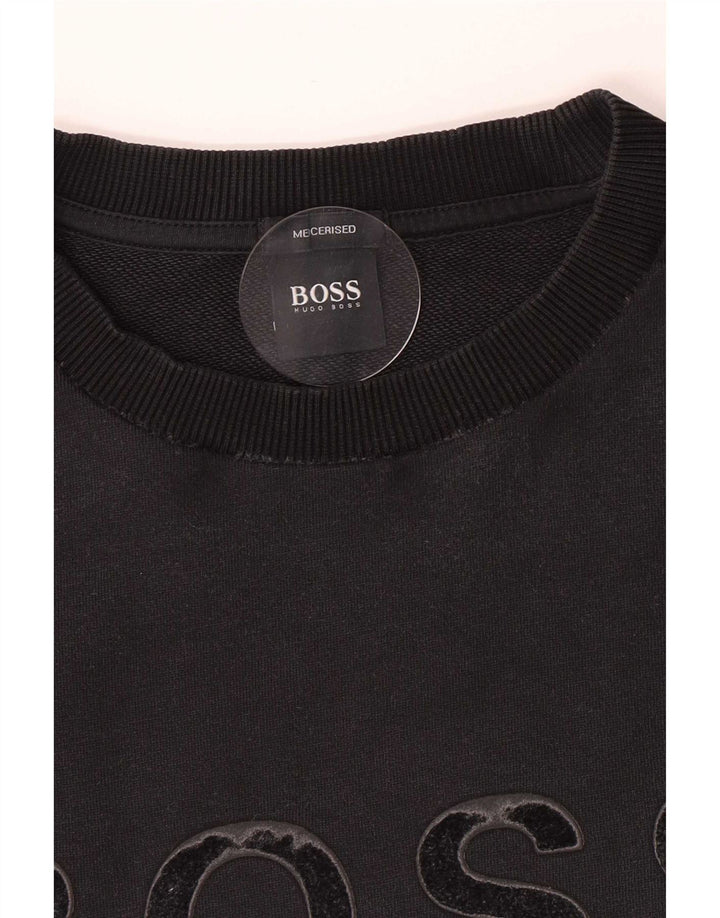 Felpa da uomo con vestibilità regolare grafica Hugo Boss, grande cotone nero