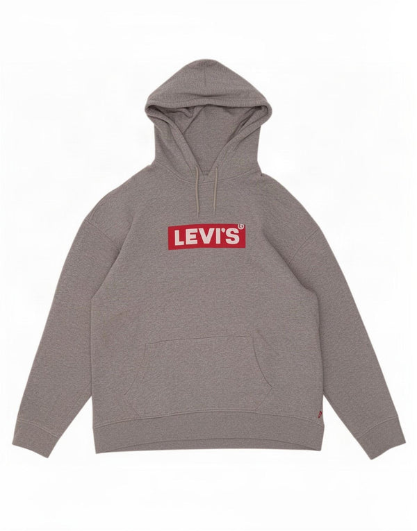 Levi's Felpa con cappuccio grafica rilassata da uomo XL in cotone chiazzato grigio