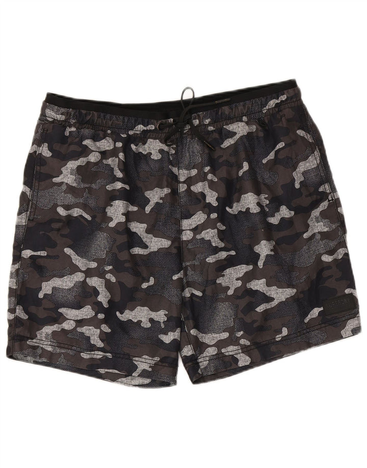 Pantaloncini da bagno da uomo Superdry grandi in poliestere mimetico multicolore