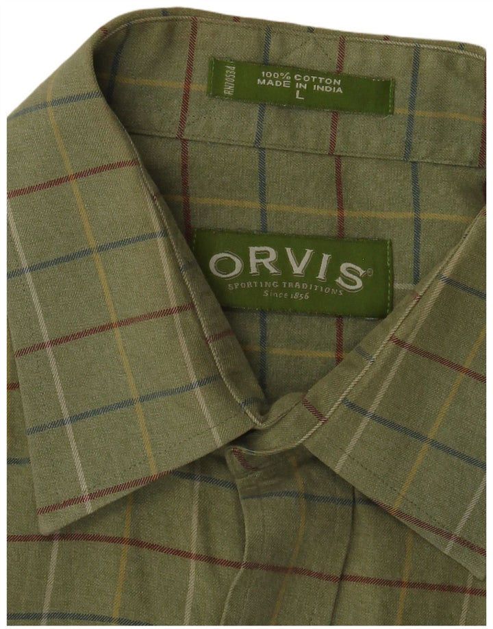 Camicia da uomo Orvis in cotone a quadri verdi grandi