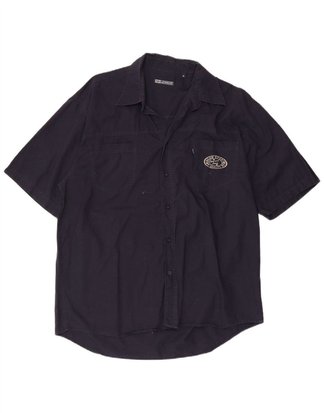 Camicia a maniche corte da uomo Lerros XL in cotone blu navy