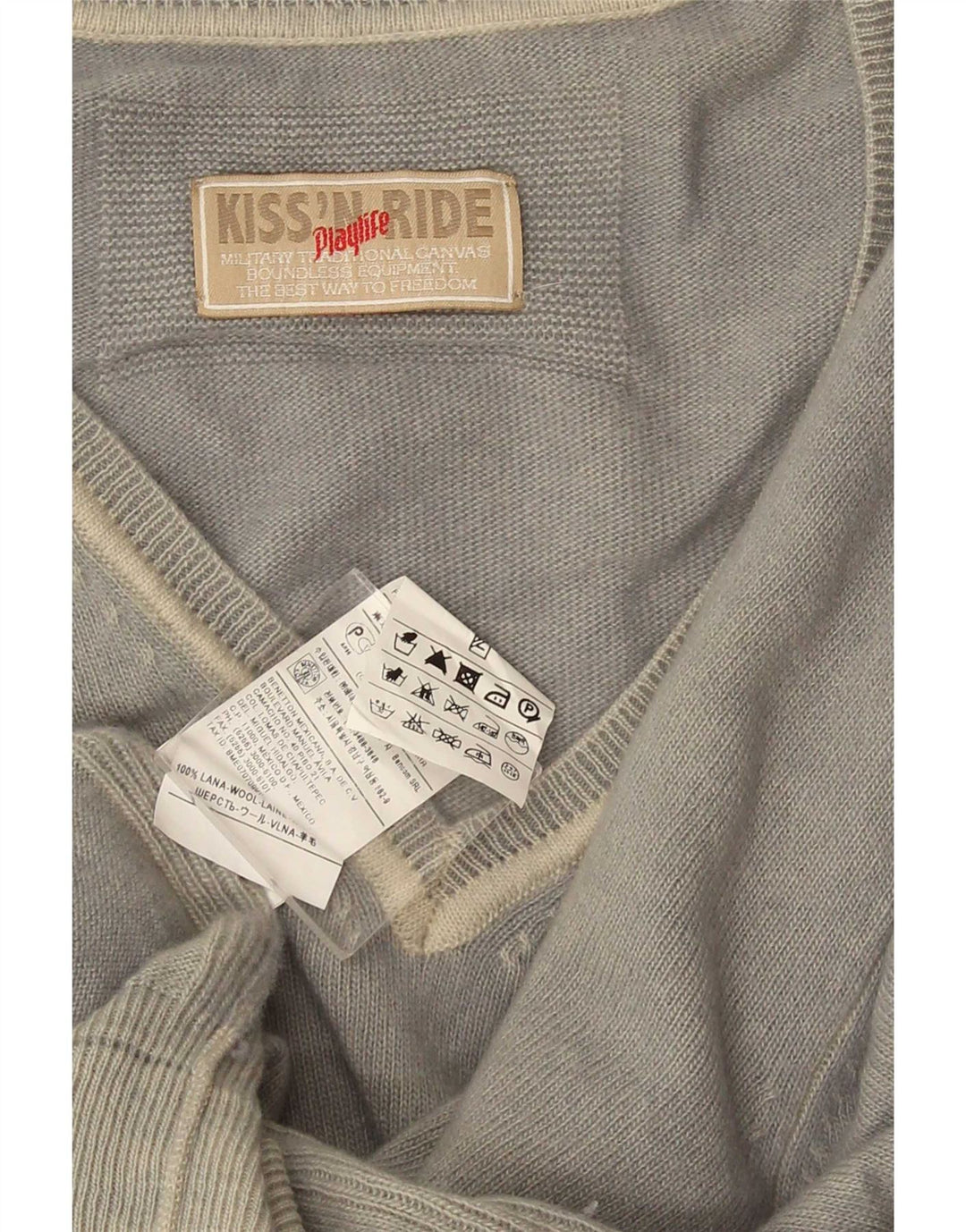 Maglione da uomo con scollo a V Playlife, grande, in lana grigia