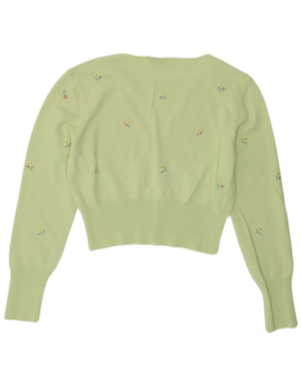 Maglione Bolero da donna Zara UK 14 Viscosa floreale verde grande
