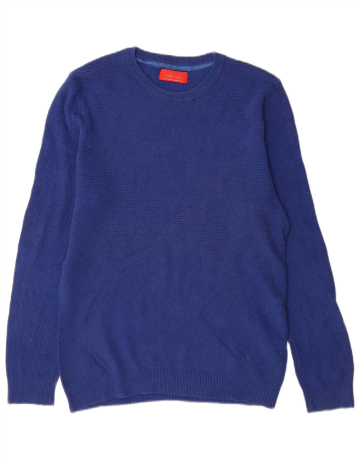 Maglione girocollo da uomo Zara piccolo in cotone blu