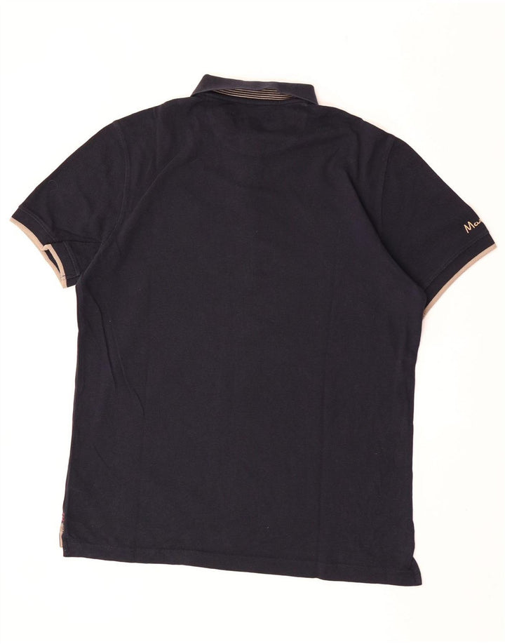 Polo grafica da uomo Massimo Dutti XL in cotone blu navy