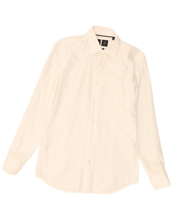 Camicia slim fit da uomo Hugo Boss taglia 14 1/2 37 piccolo cotone bianco