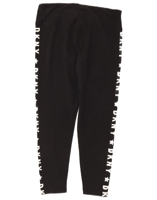 Leggings Capri grafici da donna Dkny UK 14 grande cotone nero