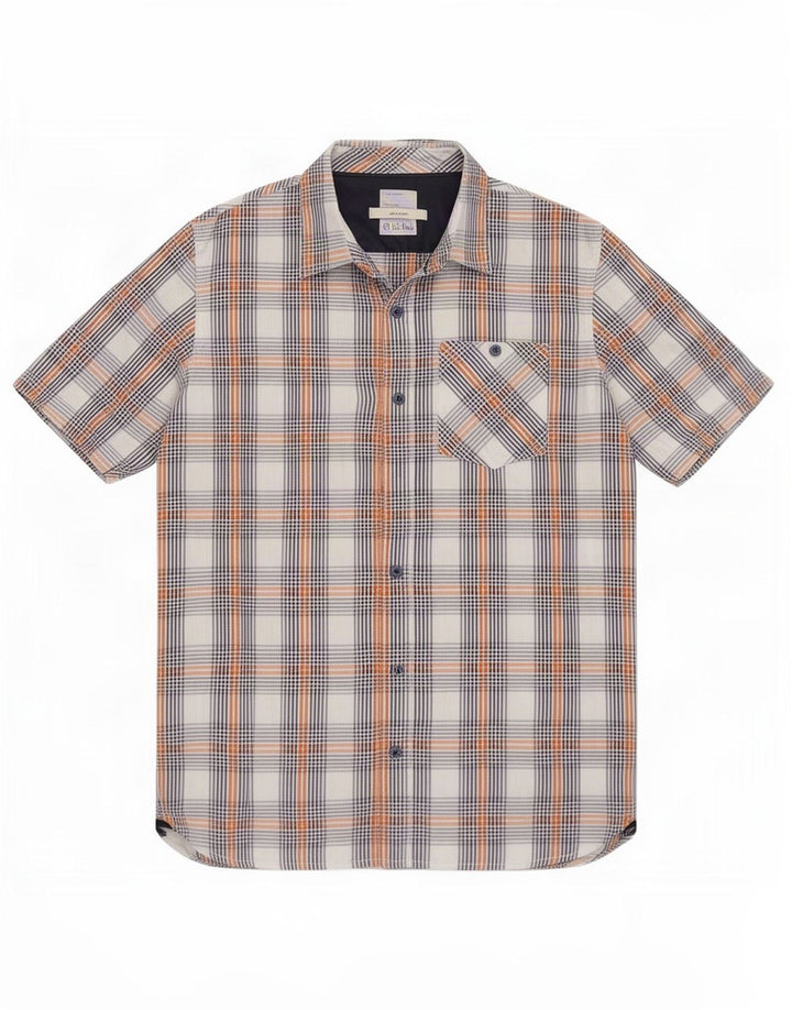 Camicia a maniche corte da uomo Fat Face XL in cotone a quadri multicolore