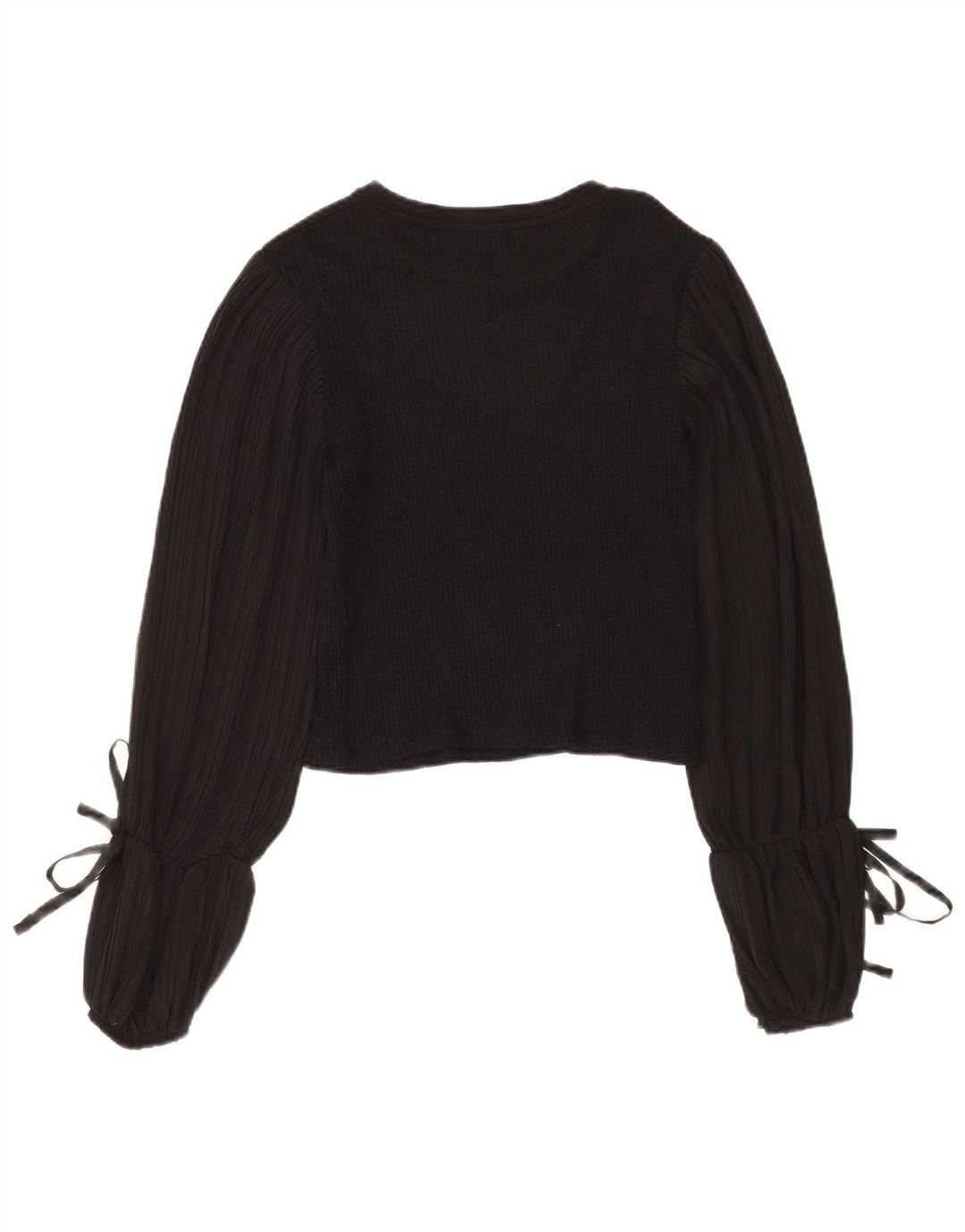 Top Zara a maniche lunghe da donna, corto, camicetta UK 12, viscosa nera media