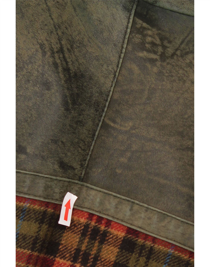 Giacca in pelle vintage da uomo UK 46 3XL Pelle a quadri verde