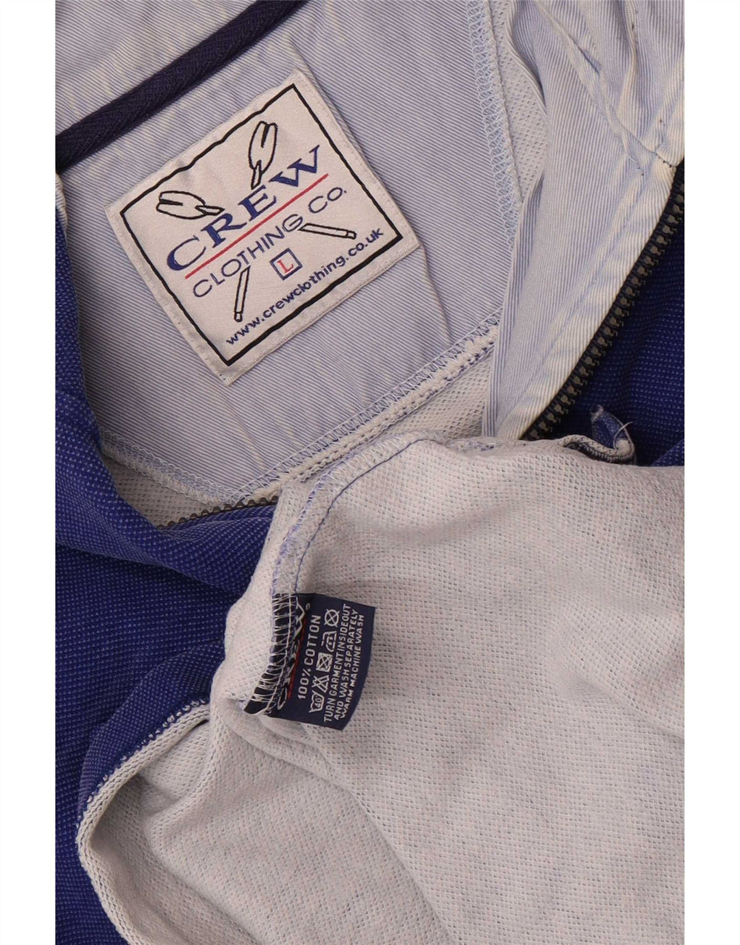 Crew Clothing Felpa da uomo con collo con zip, maglione grande, cotone blu