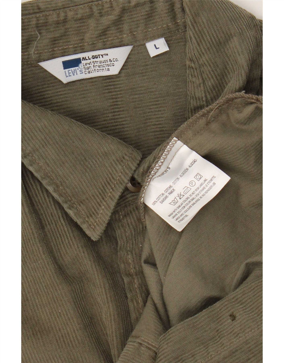 Levi's Camicia da uomo in velluto a coste grande in cotone kaki