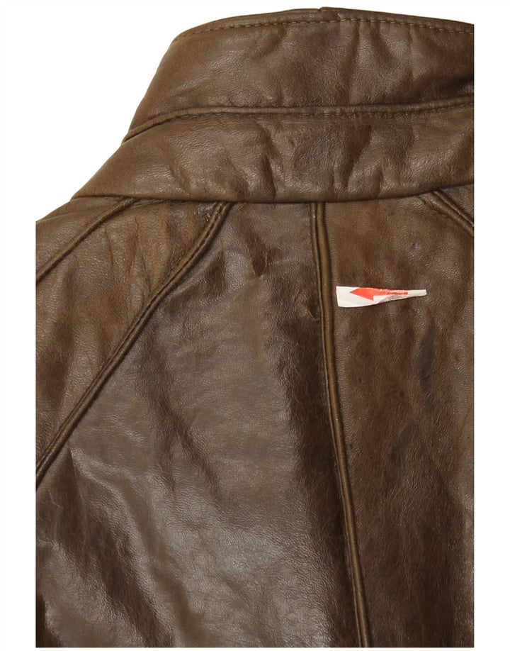 Cappotto in pelle da donna vintage IT 42 in pelle marrone medio