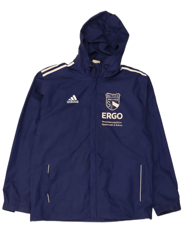 Giacca antipioggia Adidas da uomo con cappuccio grafico UK 44/46 Large blu navy in poliammide
