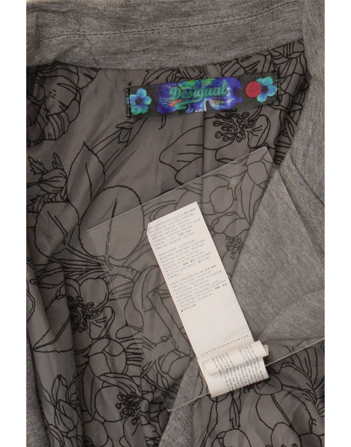 Desigual Giacca Blazer da Donna a 1 Bottone EU 44 XL Viscosa Floreale Grigia