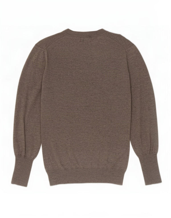 Maglione da donna vintage con scollo a barca UK 14 Cashmere grande grigio screziato