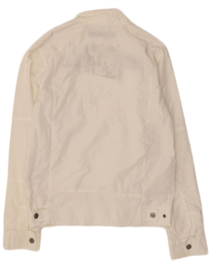 Giacca antipioggia grafica da donna Calvin Klein Jeans UK 10 Small Poliestere bianco