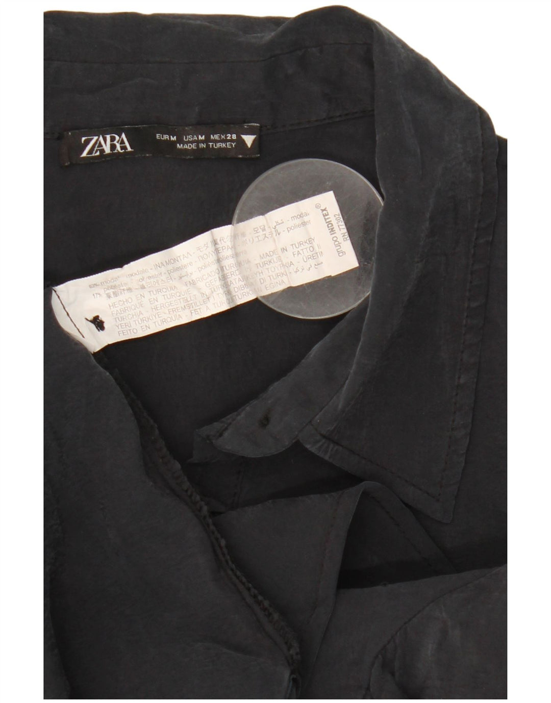 Abito chemisier ZARA da donna UK 14 medio nero modal