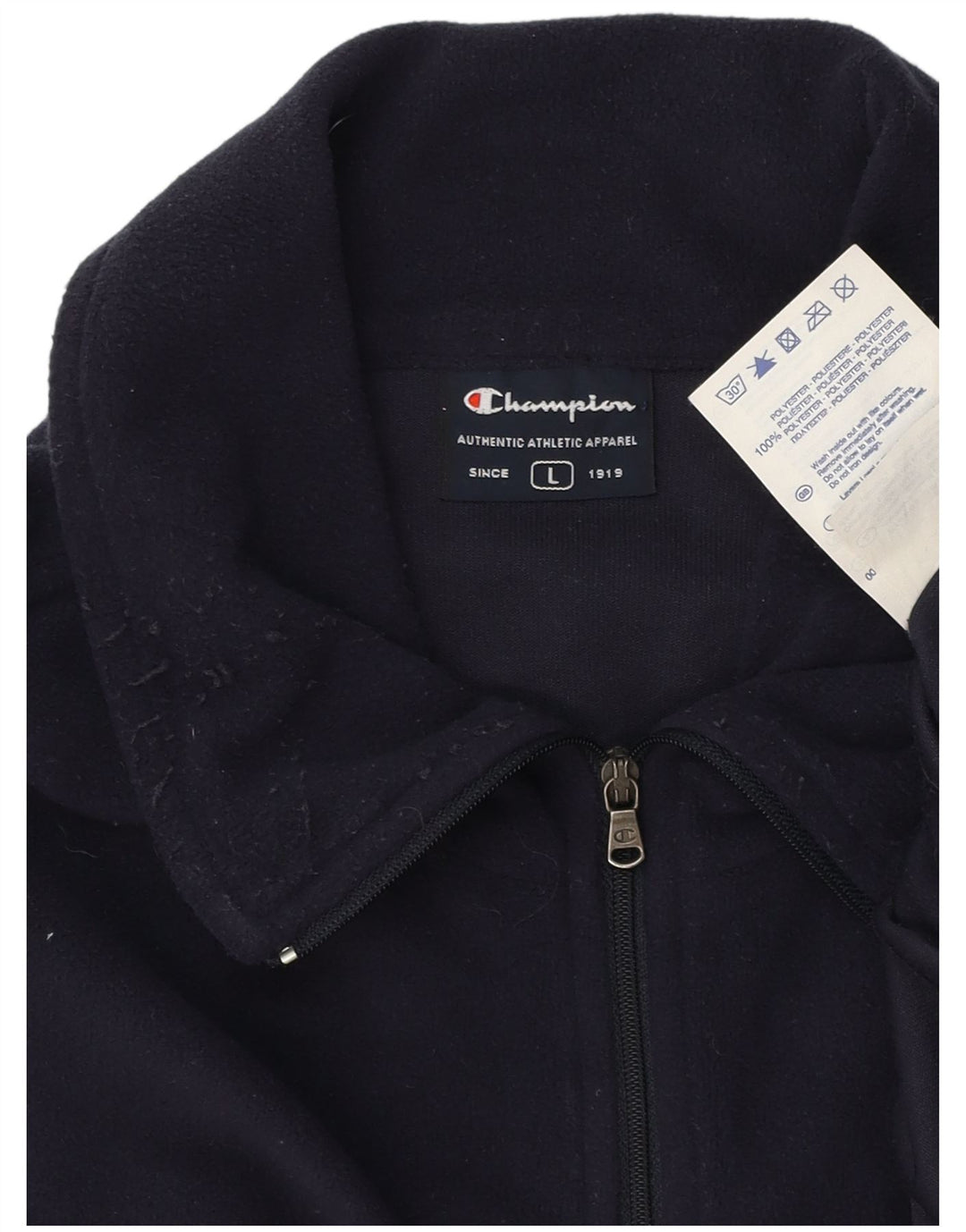 Maglione in pile da uomo con zip e collo Champion, grande, in poliestere blu navy