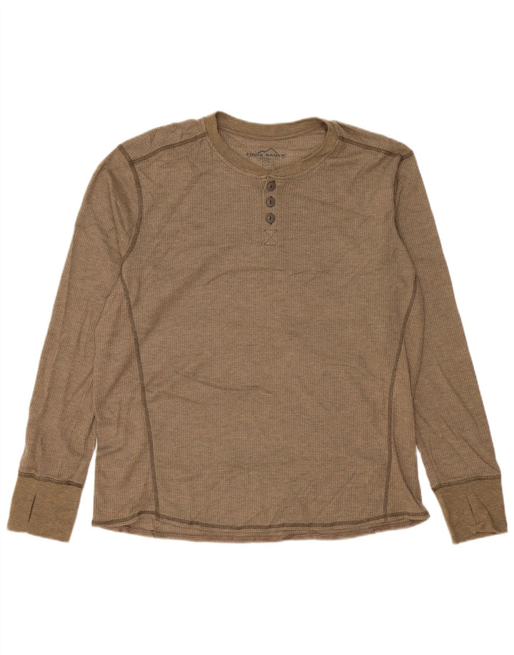 Eddie Bauer Maglia da uomo a maniche lunghe grande in poliestere beige