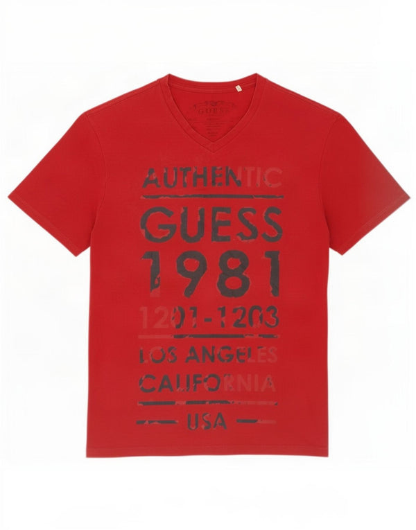 Guess T-shirt grafica da donna Top UK 14 Medium Rosso