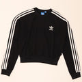 Felpa oversize corta Adidas da donna, maglione, UK 8, piccola, poliestere nero
