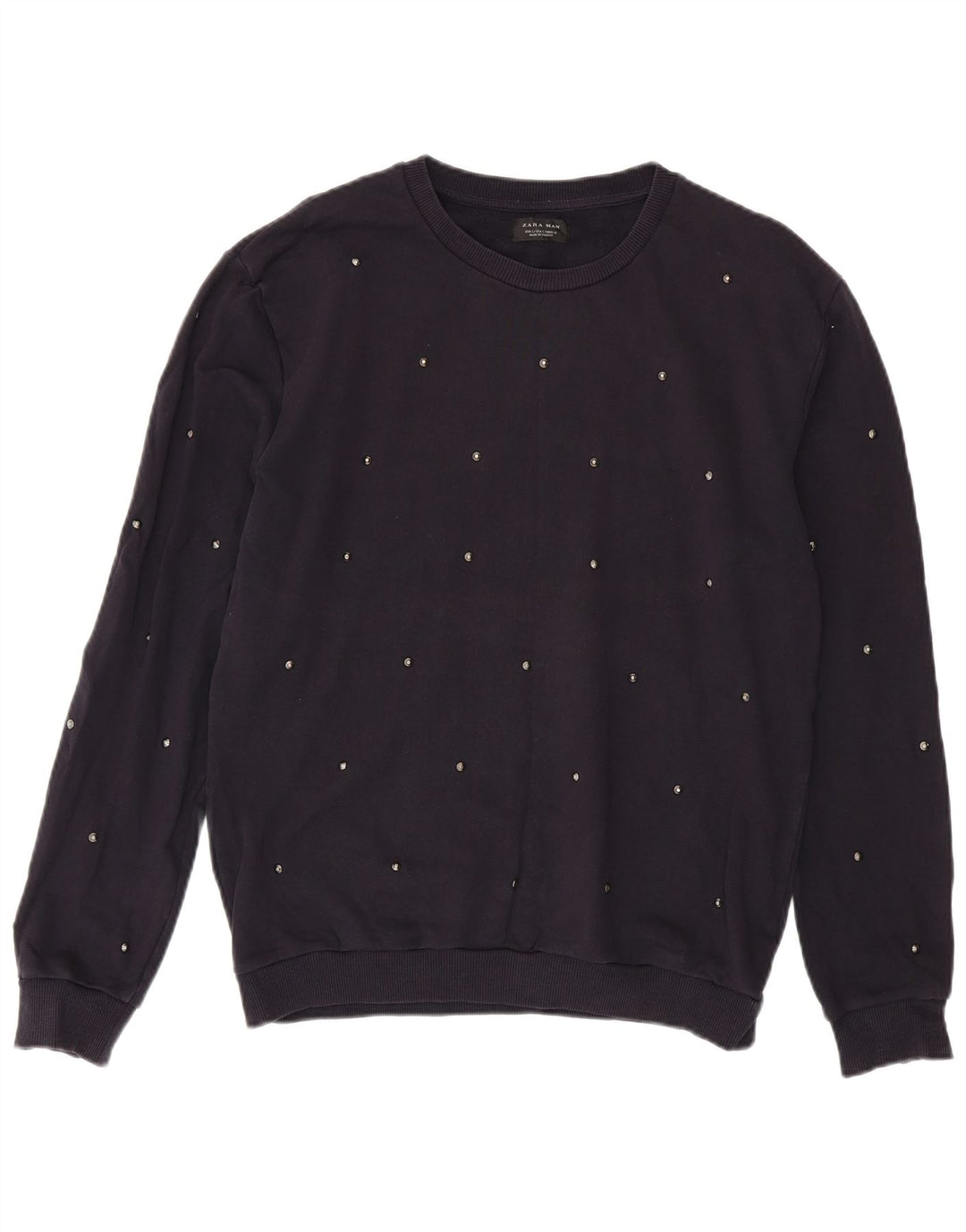 Felpa Zara da uomo maglione grande in cotone blu navy