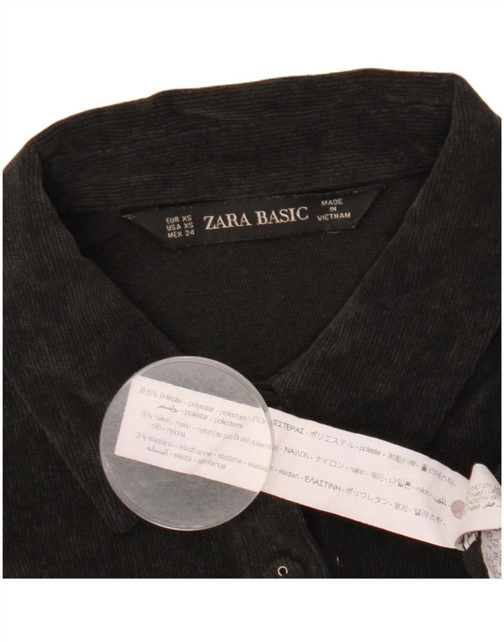 Camicia da donna oversize in velluto a coste Zara UK 6 XS poliestere nero