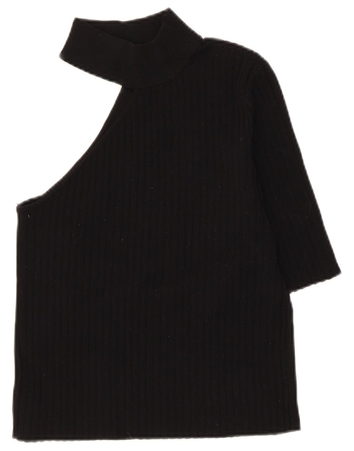 Top corto monospalla da donna Zara UK 8 piccolo nylon nero