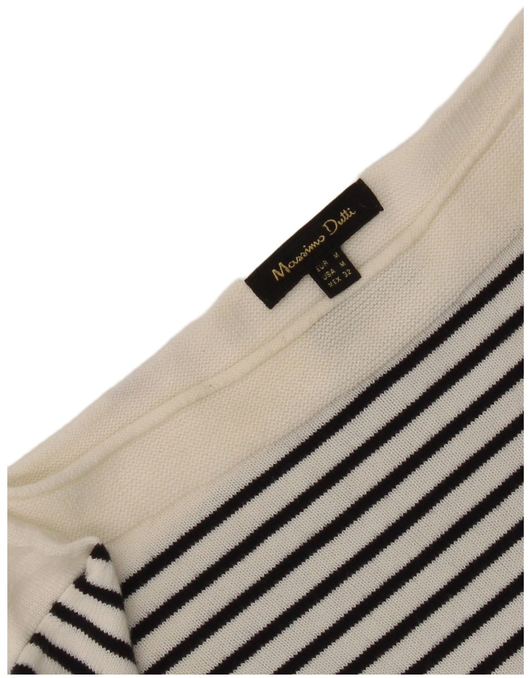 Massimo Dutti Top da donna manica 3/4 UK 12 Medium White Striped Nautical