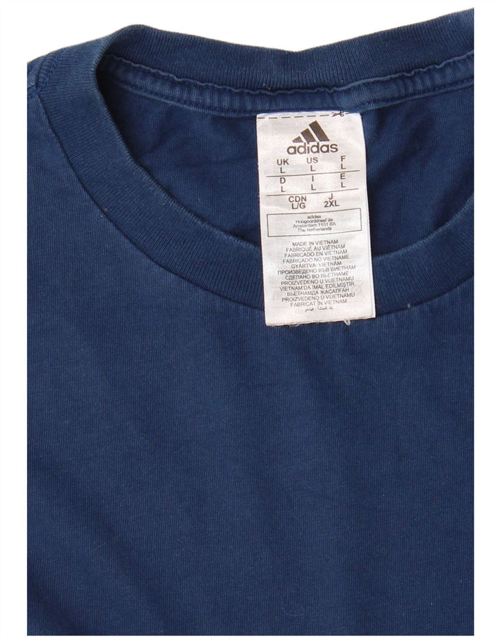ADIDAS Mens T-Shirt Top Large Navy Blue Cotton