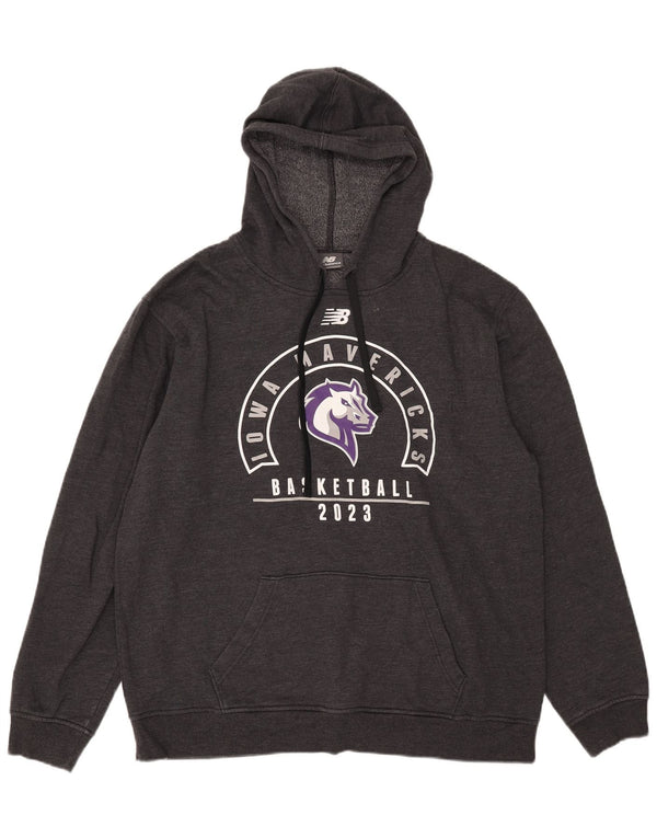 Felpa con cappuccio grafica da uomo New Balance Iowa Mavericks XL grigia