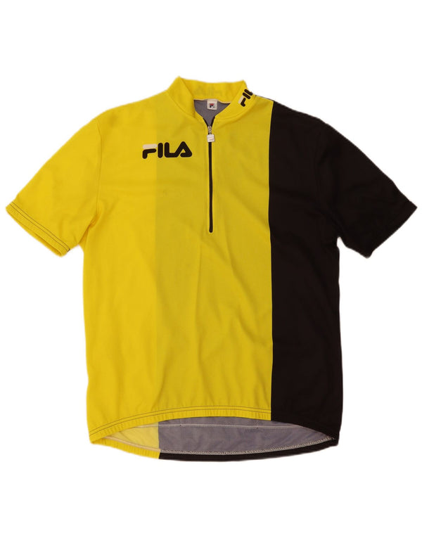 Fila da uomo con grafica e collo con zip, pullover, tuta da ginnastica, grande, colore giallo