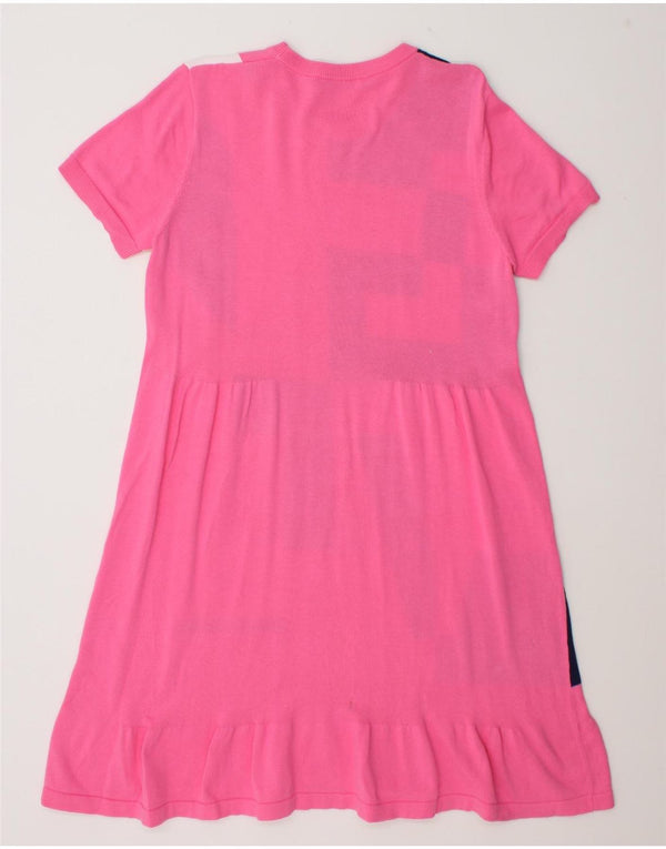 Moschino Abito da donna in maglione grafico UK 16 Large Pink Colourblock